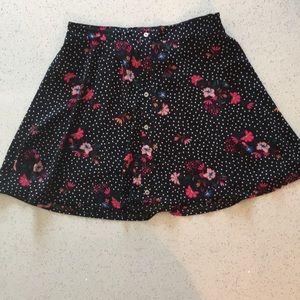 Polka dot and floral print mini skirt